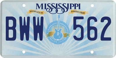 MS license plate BWW562