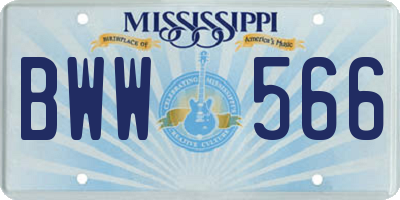 MS license plate BWW566