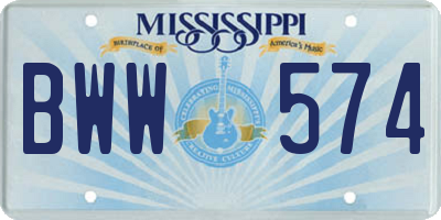 MS license plate BWW574