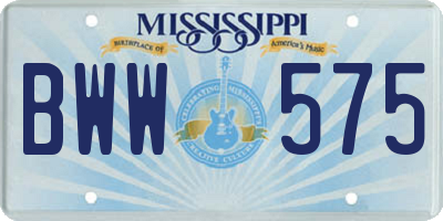 MS license plate BWW575