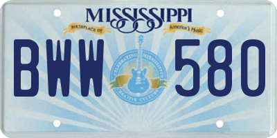 MS license plate BWW580