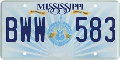 MS license plate BWW583