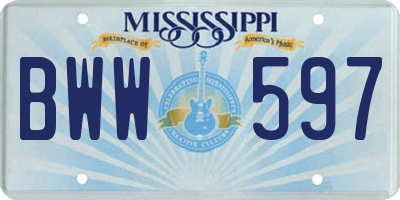 MS license plate BWW597