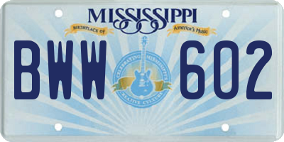 MS license plate BWW602