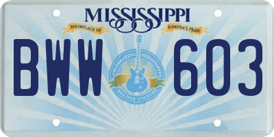MS license plate BWW603