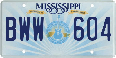 MS license plate BWW604