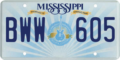 MS license plate BWW605