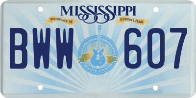 MS license plate BWW607