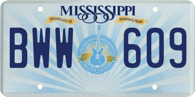 MS license plate BWW609
