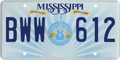 MS license plate BWW612