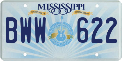 MS license plate BWW622