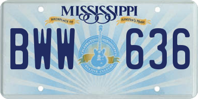 MS license plate BWW636