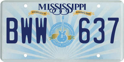 MS license plate BWW637