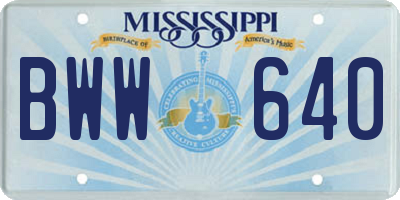 MS license plate BWW640