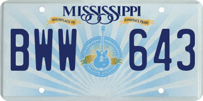 MS license plate BWW643