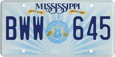 MS license plate BWW645