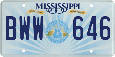 MS license plate BWW646