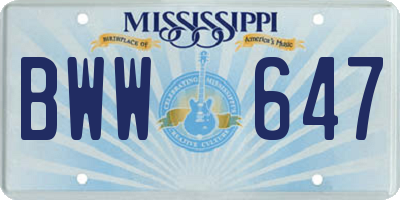 MS license plate BWW647