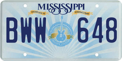 MS license plate BWW648