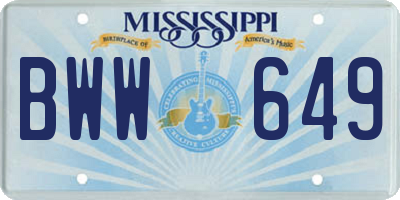 MS license plate BWW649