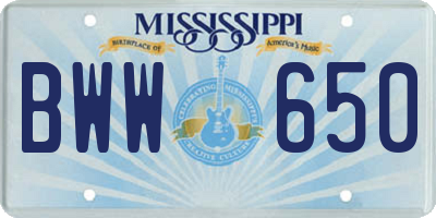 MS license plate BWW650