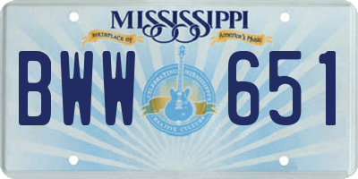 MS license plate BWW651