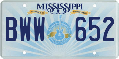 MS license plate BWW652