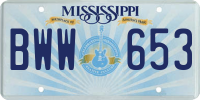 MS license plate BWW653