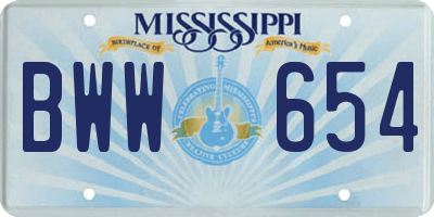 MS license plate BWW654