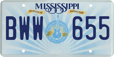 MS license plate BWW655