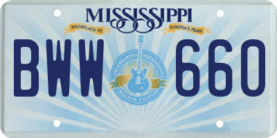 MS license plate BWW660
