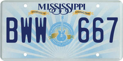 MS license plate BWW667