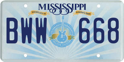 MS license plate BWW668