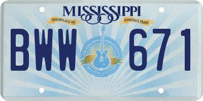 MS license plate BWW671