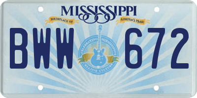 MS license plate BWW672
