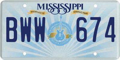 MS license plate BWW674