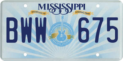 MS license plate BWW675