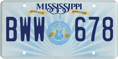 MS license plate BWW678