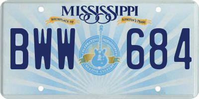 MS license plate BWW684