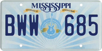 MS license plate BWW685