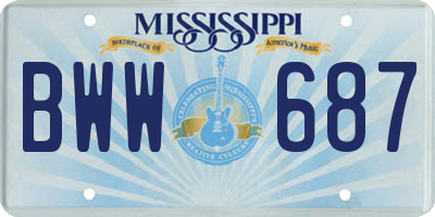 MS license plate BWW687