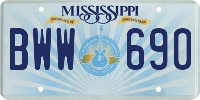 MS license plate BWW690