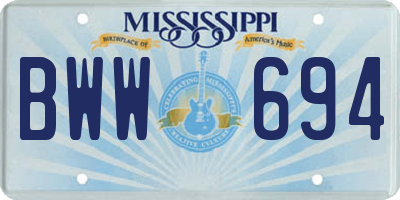 MS license plate BWW694