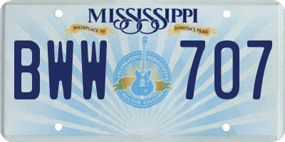 MS license plate BWW707