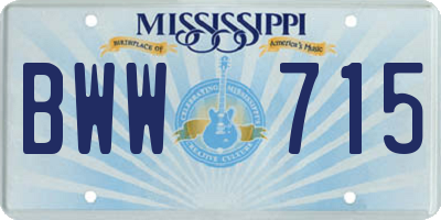 MS license plate BWW715