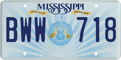 MS license plate BWW718