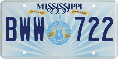 MS license plate BWW722