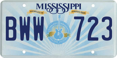 MS license plate BWW723