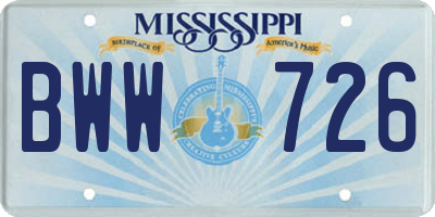 MS license plate BWW726