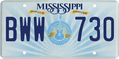 MS license plate BWW730